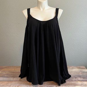 Torrid Crinkle Gauze Lace Trim Cold Shoulder Top - Black